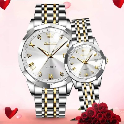 Olevs  Stainless Steel fashionable  Couple watches Silver